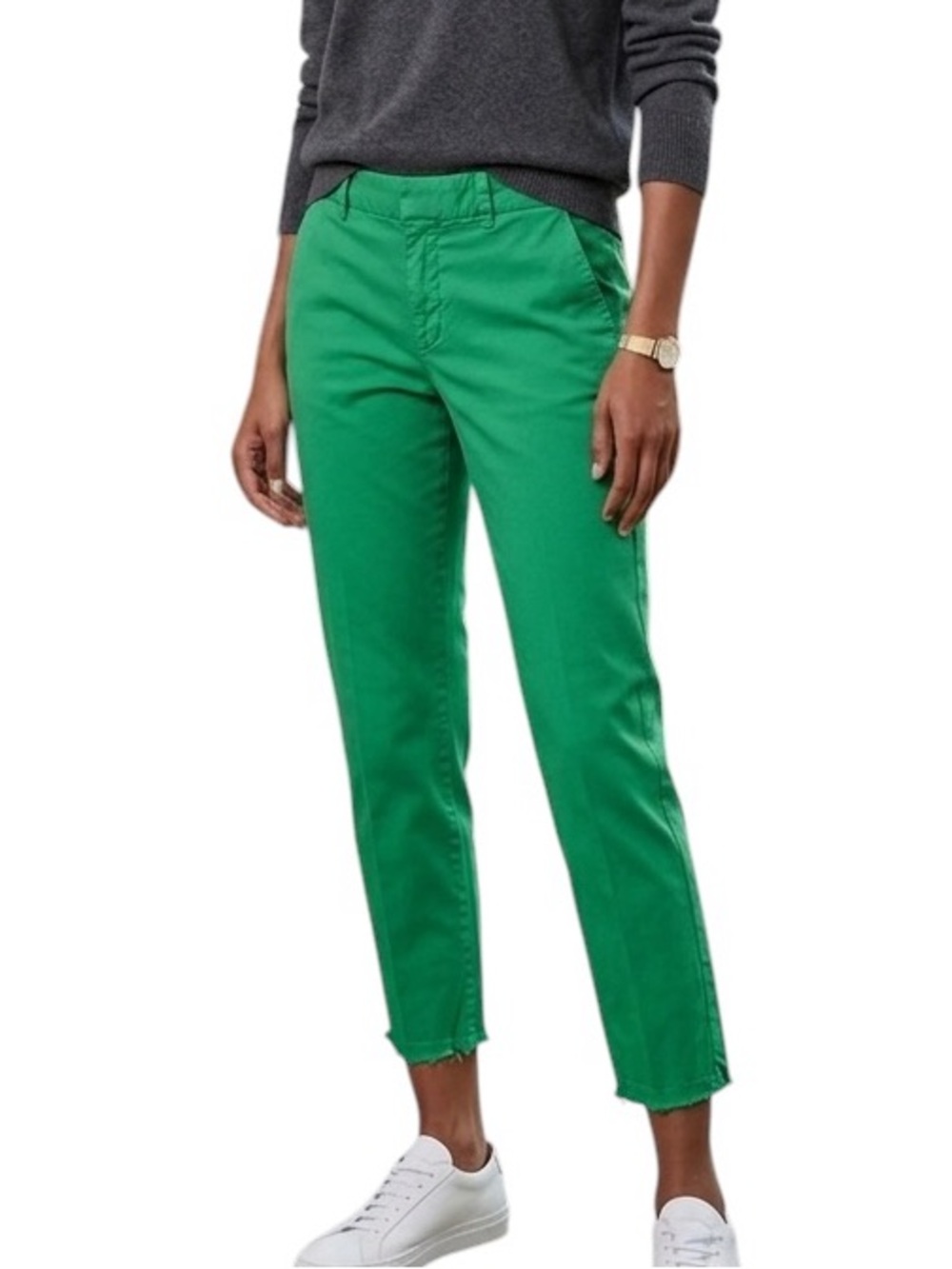 Nili Lotan Emerald Green High-Waist Cropped Pants Size 0
